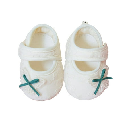 Caitzr Baby Girl Flats Non-slip Soft Soles Butterfly/Cherry Mary Jane Shoes