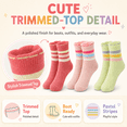 thumbnail image 5 of Girls Microfiber Boot Socks, 3 Pack, Trimmed Top Soft Cushioned Crew Socks, PINK, M, 5 of 8