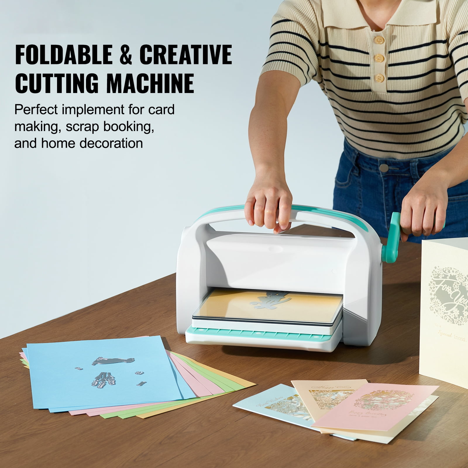 KFFKFF Die Cutting & Embossing Machine for Arts & Crafts, Portable Manual Machine, Scrapbooking & Cardmaking Tools, 9 in, 6 Piece