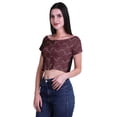 thumbnail image 3 of Moomaya Printed Viscose Crop Top Short Sleeve Zipper Tunic Womens Summer Tops, 3 of 5