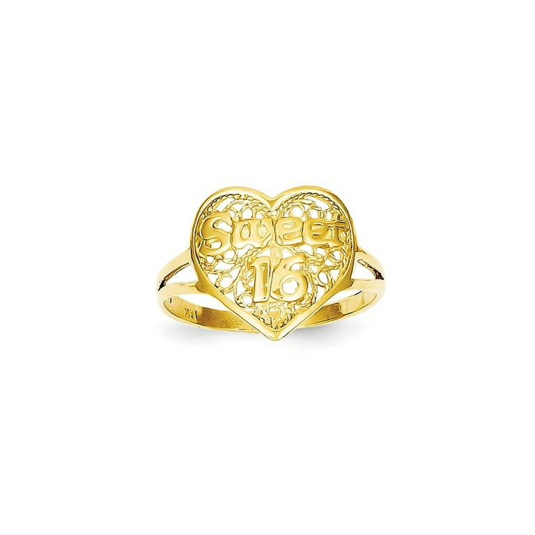 14k Sweet 16 Heart Ring Walmart