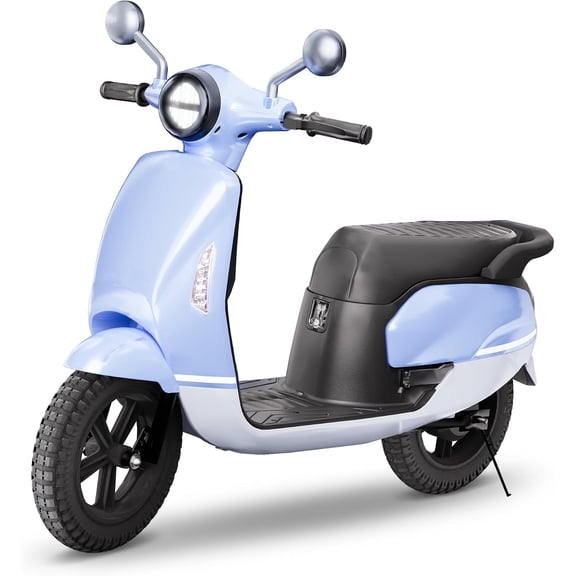 TJSTARQU 24V Electric Bike for Kids, Speed up to 10MPH, Electric Moped Scooter,Electric Motorbike with 12'',250W Brushless Motor, LED, Battery Powered Ride on Toy for Girls Boys-Blue