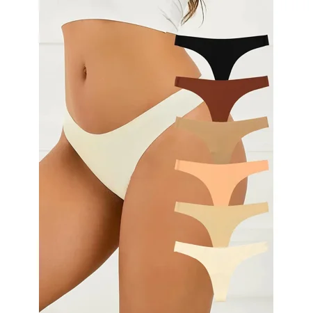 

6pcs Women‘s No Show Seamless Underwear Thong Invisible Soft Panties Multi Pack