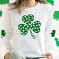 thumbnail image 4 of St Patrick's Day Sweatshirt Women Shamrock Sequin Pullover Lucky Clover Hoodie Holiday Long Sleeve Tops White S, 4 of 6