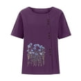 thumbnail image 4 of ClodeEU Women's Linen Blend Printed Short Sleeve Top ,Casual Loose Button Blouse Purple,Womens Plus L, 4 of 5