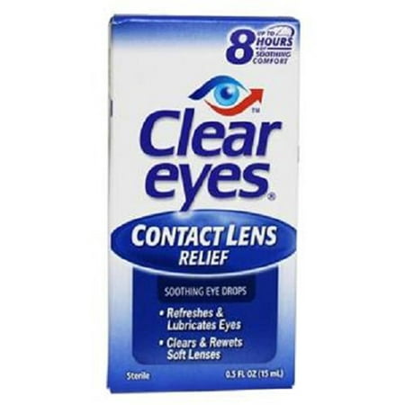 Clear Eyes Contact Lens Relief Soothing Drops, 0.5 fl oz (15 (Best Deals On Contact Lenses)