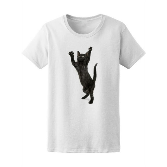 Black Kitten Pawing Up Tee Women's -Image by Shutterstock