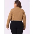 thumbnail image 4 of DARING DIVA Women's Plus Size Long Sleeve Jean Button Cropped Denim Jacket 3X Brown, 4 of 6