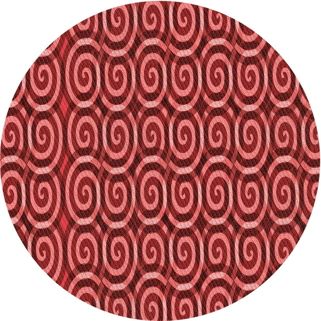 Ahgly Company Tapis d'Intérieur Lavables en Machine, Ronds, Rouges Transitionnels, Ronds de 3'