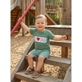 thumbnail image 5 of BemeyourBBs Toddler Baby Boy Summer Clothes Fathers Day Outfit I Love Dad Letter Heart Embroidered Crew Neck Short Sleeve T Shirt Tops and Plaid Shorts Set Toddler Boys Summer Outfits, 5 of 9