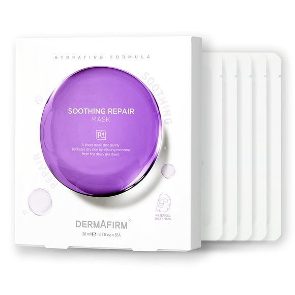 Dermafirm Hojas de mascarilla facial reparadora calmante R4 | Mascarilla facial coreana sin enjuague con esencia hidratante con péptido de eucalipto y colágeno | Suave para todo tipo de piel Sin ensay