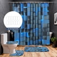 thumbnail image 3 of Dznils 3D Blue Cubes Shower Curtains and Bath Rug Set, Modern Fabric Bathroom Curtain Sets, 72" x 72", 3 of 9