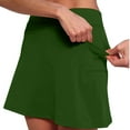 thumbnail image 3 of Women's Yoga Sport Mini Skirts Casual Solid Color Tennis Pocket Tummy Control Short Dark Green Skirt XXL, 3 of 6