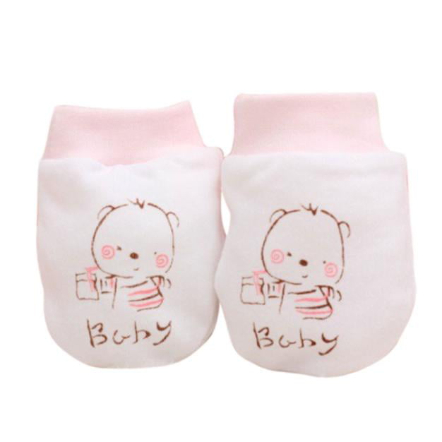 1 Pairs Cute Cartoon Newborn Infant Boys Girls Anti Scratch Mittens Soft Gloves 