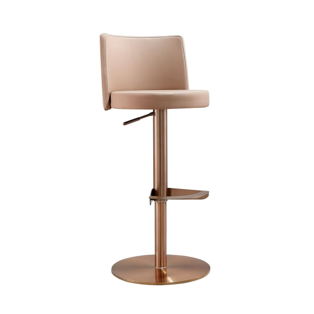 Loosha Café au Lait Performance Cuir Végétalien et Tabouret Réglable Or Rose