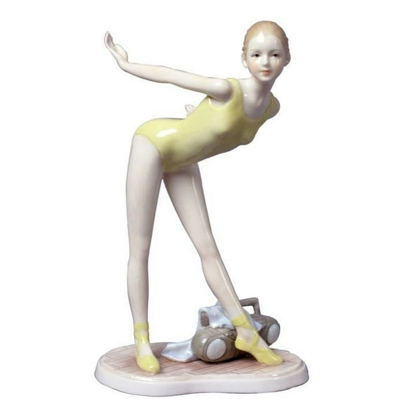 7.25 Inch White Porcelain Figurine Girl Ballerina Stretching