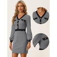 thumbnail image 2 of Vestido elegante para Mujer Allegra K con cuello En V de manga Larga Negro XL, 2 of 6