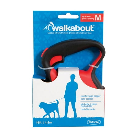 UPC: 0029695023996 | Petmate Walkabout Red Plastic Retractable Leash Medium