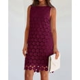 thumbnail image 3 of Vestido BTFBM para mujer, hueco, bordado en círculo, rojo vino, 3 of 6