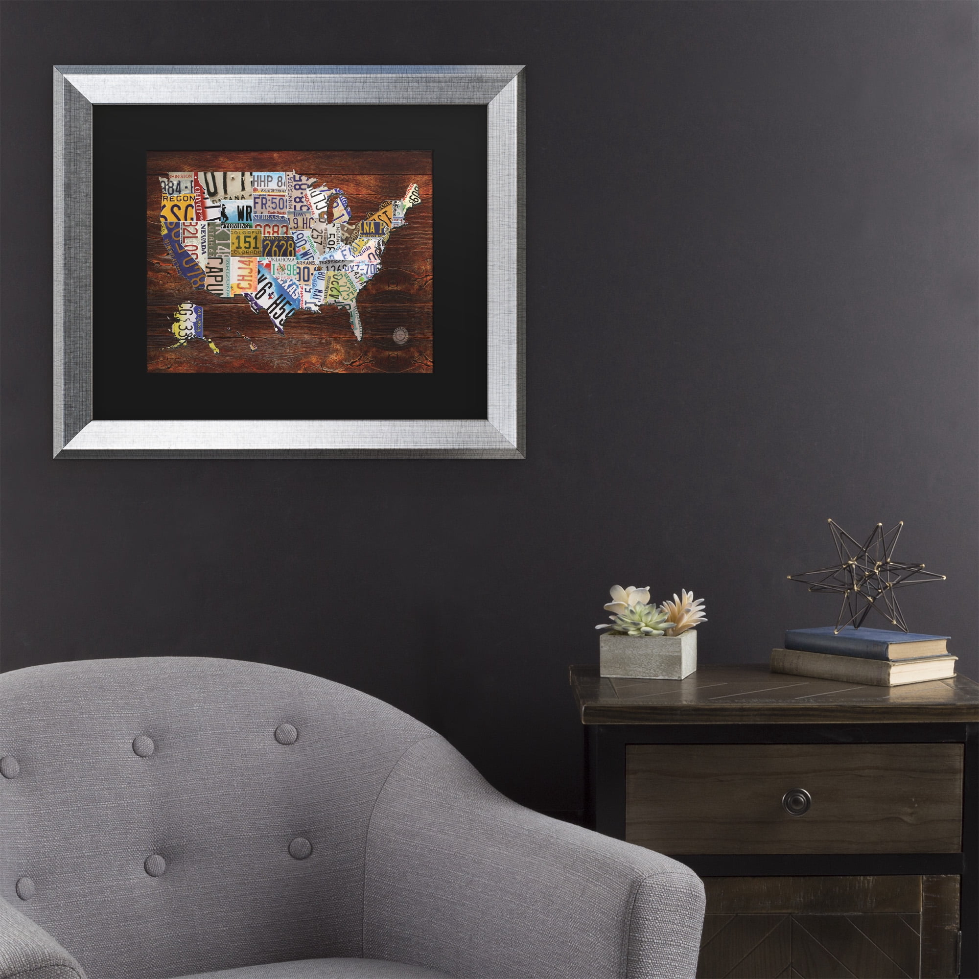 Trademark Fine Art 'USA License Plate Map on Wood' Canvas Art by Masters Fine Art