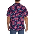 thumbnail image 3 of Pofeuu Rose Flowers Print Mens Casual Short Sleeve Shirts Beach Summer Spread Collar Pocket Tops Men's Casual Short-sleeved Shirt-X-Large, 3 of 5