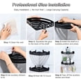 thumbnail image 5 of Estante de baño sin taladro, especiero de esquina, estante metálico de pared para cocina con 4 ganchos, estante de almacenamiento para ducha, cesta de ducha, instalación adhesiva (negro mate, 2 nivele, 5 of 5