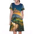 thumbnail image 1 of Disketp Sunflowers At Sunset para Vestido de Manga Corta para Mujeres, Vestidos de Verano para Mujeres, Casual y Holgado para la Playa, 1 of 6