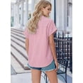 thumbnail image 3 of MOYIKO Short Sleeve Summer Tops for Women Casual Button Down Shirts Striped Business Work Blouses, 3 of 7