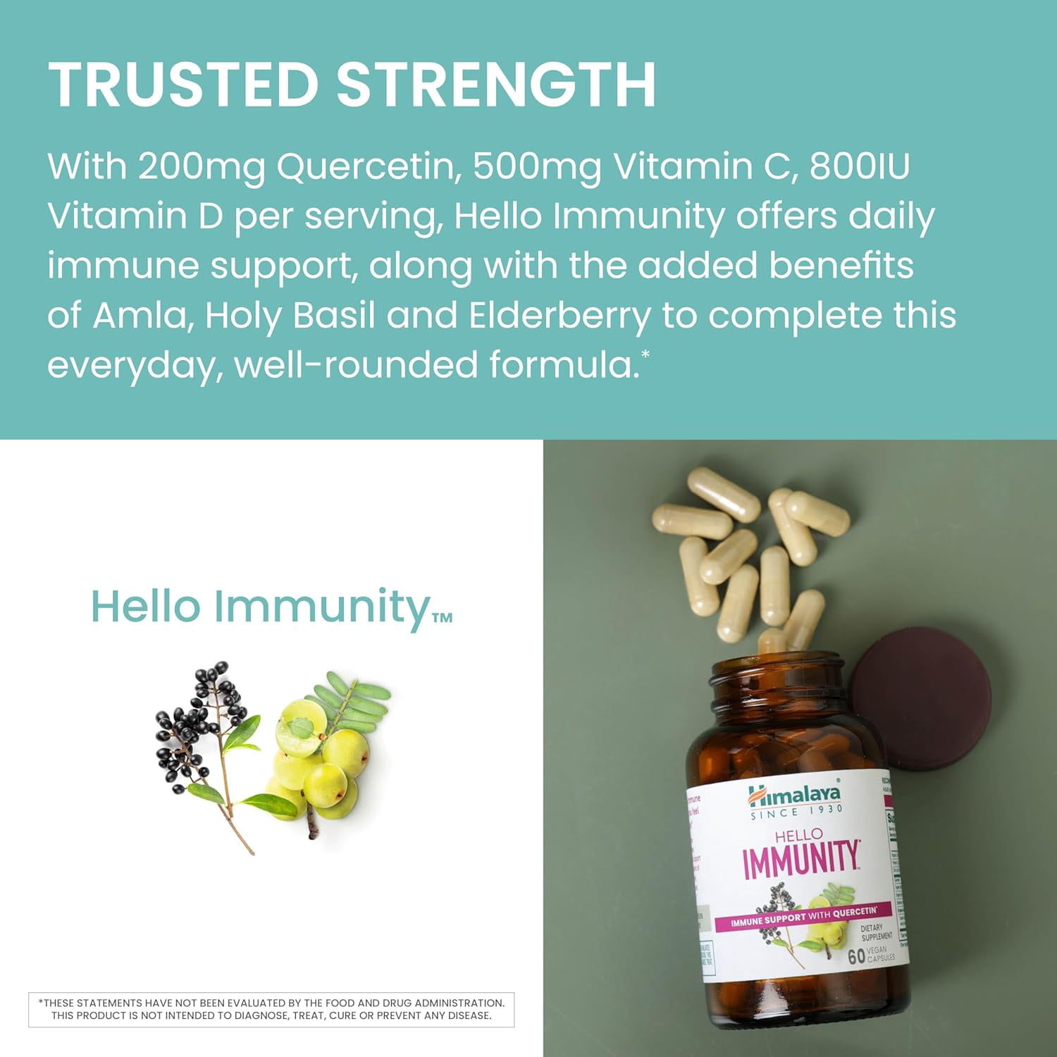Himalaya Hello Immunity with Quercetin, for Daily Immune Support, 60 Capsules