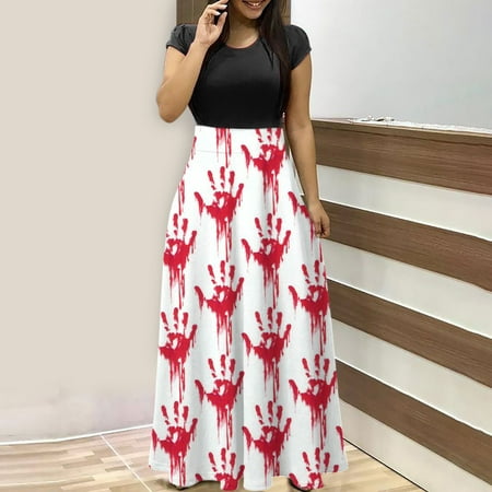 

Simplmasygenix Festival Costumes Dresses for Women Women s Festival Print Colorful Long Dress Short Sleeve Print Dresses Beach Casual Maxi Sundress