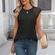 thumbnail image 4 of Pantalones Cortos para Mujeres Sexy Casual Suelto Cuello Redondo Encaje Patchwork Top, Plisado Pecho Manga Corta Blusa para el Uso Diario, Fiesta Y Fecha, 4 of 9