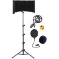 thumbnail image 1 of GLEAM Microphone Isolation Shield - Tripod Stand 2 ft 6" to 5 ft 10" Height Adjustable Stand Compatible w/Blue Yeti, AT2020, AKG, Rode Microphones, 1 of 15