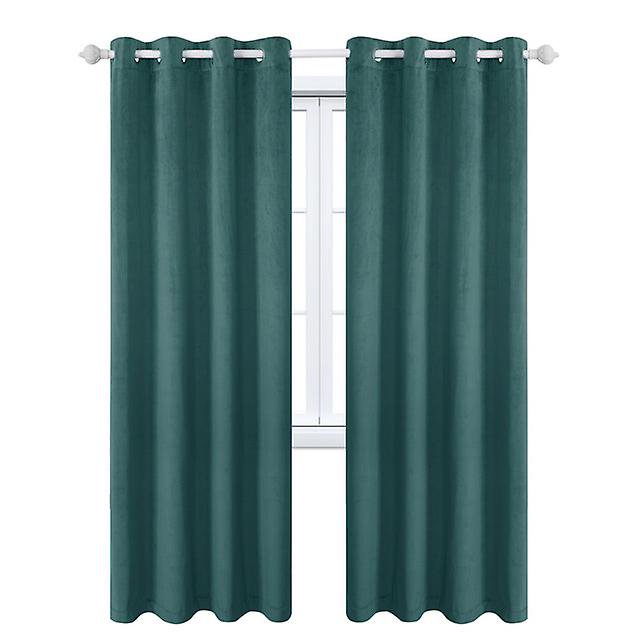 Cortinas de Terciopelo Rojo Verde para Sala de Estar y Dormitorio Aislamiento Térmico Reducción de Ruido Cortinas Opacas Verde Oscuro 132 * 160 cm