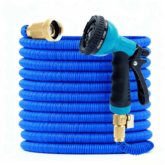 Cabinware 100ft Expandable Garden Hose for Outdoor Use - 50ft, blue