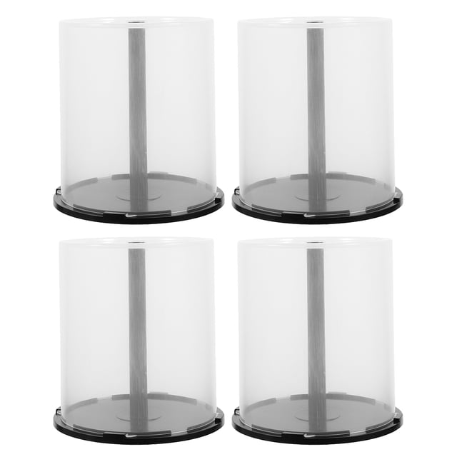 SHISUYAN 4 Pcs Conteneur de Rangement Rond Vide CD/DVD Accès Facile Seau d'Organisation CD/DVD Gain de Place Bac de Rangement pour Maison Dortoir