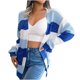 thumbnail image 2 of Pntutb Moda Mujer Otoño Invierno Rayas Manga Larga Cardigan Suéter Abrigo tops Rollbacks Pntutb Pntutb-3752, 2 of 7