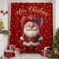 thumbnail image 2 of Shower Curtain 54"W x 78"L Merry Christmas Cowboy Santa Claus Snowflake Red Fabric Shower Curtains Set with Hooks Water Repellent Bathroom Curtains Machine Washable Bathroom Accessories, 2 of 9