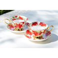 thumbnail image 5 of Stechcol Gracie Poinsettia Gold 7oz Bone China Tea Cup and Saucer, 5 of 5