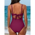 thumbnail image 2 of Sociala Maternity Swimsuit One Piece Tie Back Bathing Suit Scallop Trim V Neck Pregnancy Swimwear, 2 of 7