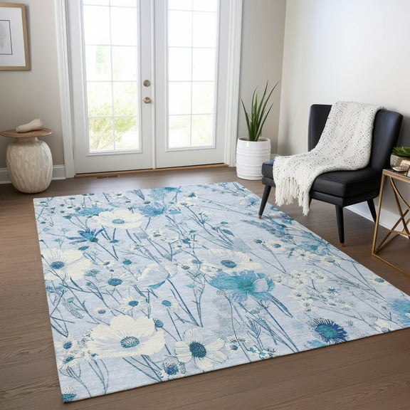 Addison Rugs Chantille Indoor/Outdoor Transitional Floral Sky Washable Rectangle Rug, 10' x 14'