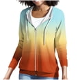 thumbnail image 5 of LEKWK Zip Up Hoodie Women Gradient Print Long Sleeve Lightweight Sweatshirt Drawstring Athletic Jacket with Pockets Activewear for Running Workout, 5 of 7
