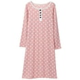 thumbnail image 7 of Sunsent Women's Soft Comfy Nightgown Long Sleeve Sleepwear Retro Polka Dot Nightshirt Henley Neck Button Down Nightdress, S-XXL, 7 of 7