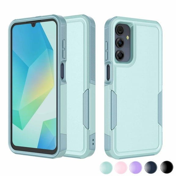 For Samsung Galaxy A03S A13 A14 A15 A16 A23 A32 A35 A53 A54 5G Case,Njjex 2 in 1 PC Phone Case ,Rubber & Rugged Shockproof Full Body Protection Case Cover-Green
