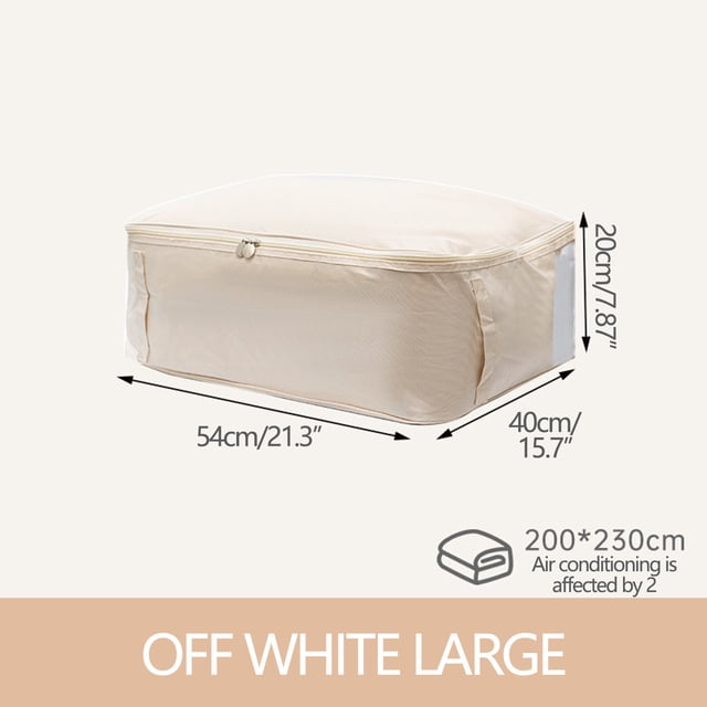 Bolsa grande para guardar colchas con cremallera bidireccional en el panel frontal | Almacena colchas, mantas, ropa y telas