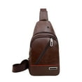 thumbnail image 2 of Mochila Bandolera de Poliuretano con Orificio para Auriculares | Ideal para Senderismo y Camping | Tamaño: 30 X 18 Cm | Colores: Café, Negro y Marrón | Material Ligero y Resistente | 1 Unidad, 2 of 6