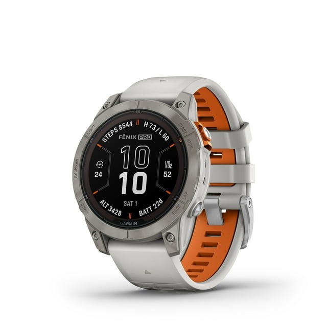 fenix 7 Pro Saph Solar, Ti w/Fog Gry/Ember Orange Band Garmin fenix 7 Pro