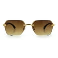 thumbnail image 3 of Luxury Rimless Beveled Rectangle Lens Jaguar Metal Figurine Arm Sunglasses Gold Brown - Brown, 3 of 8