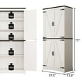 thumbnail image 4 of ChVans 71" Tall Farmhouse Kitchen Pantry Storage Cabinet, 5 Layers Freestanding Cupboard with Adjustable Shelves & Load-Bearing Steel Pipe & 4 Barn Doors for Kitchen, Dining Room, Living Room, White, 4 of 7
