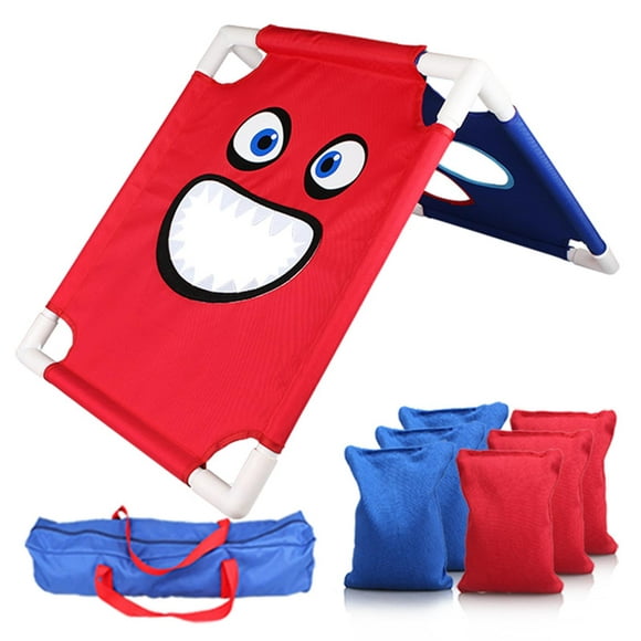 Labymos Double Face Bean Bag Toss Set Portable Assembler Cornhole Toss Sets avec 6 Sacs Bean et 1 Étui de Transport Jeux d'Intérieur et de Plein Air pour les Enfants Famille Parent-Enfant Jeu de Lancer Interactif