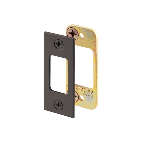11/16 in. x 1-1/4 in. Classic Bronze Finished Steel Security Deadbolt Door Lock Strike with Dual Steel Plates
